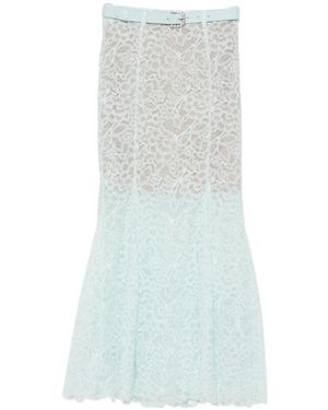 Self-Portrait Mint Lace Midi Skirt - Blue