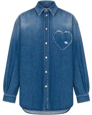 Moschino Heart-Detailed Buttoned Shirt - Blue