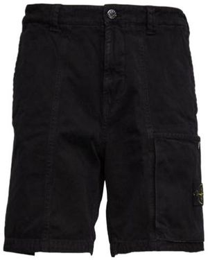 Stone Island Logo Patch Old-Effect Bermuda Shorts - Black
