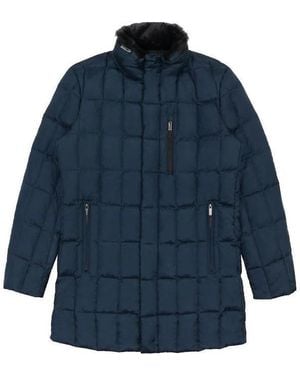 Armani Collezioni Medium And Long Style Plaid Down Jacket - Blue