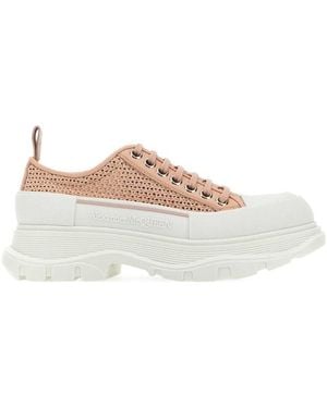 McQueen Oversized Woven Lace-Up Trainers - White