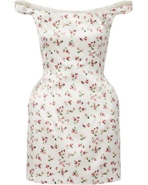 Magda Butrym Floral Silk Satin Minidress - White
