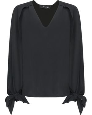 FEDERICA TOSI V-Neck Tie-Cuff Blouse - Black