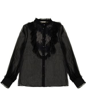 Valentino Tulle Ruffle Shirt - Black