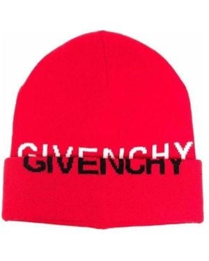 Givenchy Logo-Print Knitted Beanie - Red