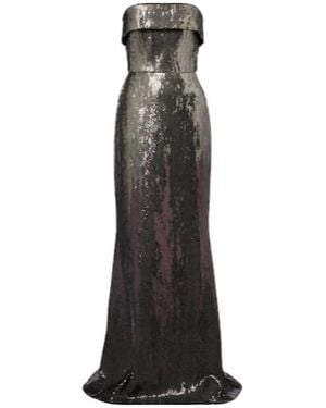Elie Saab Sequined Strapless Bustier Gown - Black