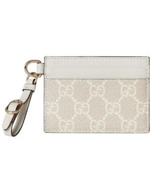 Gucci Gg Emblem Card Case With Strap - White