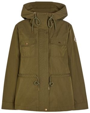 Moncler Waxed Poplin Parka Jacket - Green