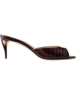 Jennifer Chamandi Croc-Effect Leather Sandals - Brown