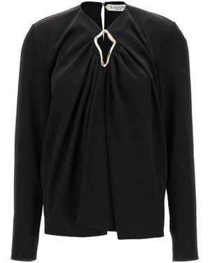 Lanvin Eyelet Detailed Draped Top - Black
