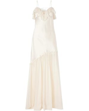 Ulla Johnson Ruched Silk Maxi Dress - White