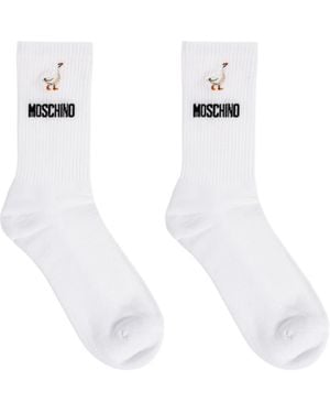 Moschino Logo Socks - White