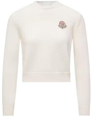 Moncler Logo Patch Crewneck Jumper - White
