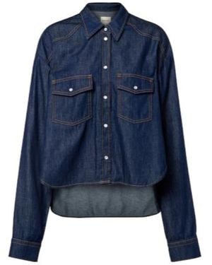 KHAITE Grenon Asymmetric Denim Shirt - Blue