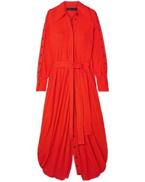 Proenza Schouler Tie-Waist Knit Crepe Shirt Dress - Red