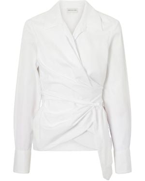 Dries Van Noten Cotton-Poplin Wrap Shirt - White