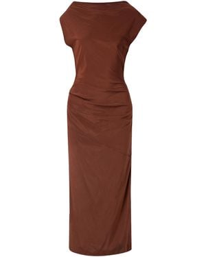 Proenza Schouler Draped Crepe Midi Dress - Brown