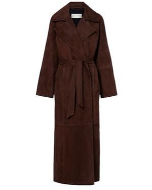 Nour Hammour Althea Suede Wrap Coat - Brown
