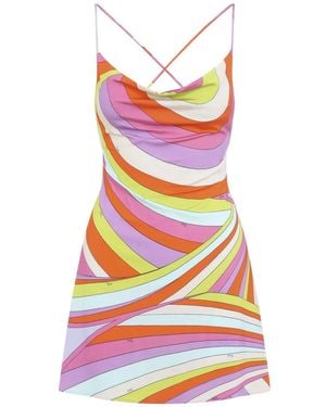 pucci printed silk chiffon trimmed cady mini dress Printed silk-trimmed cady minidress in black - Pucci