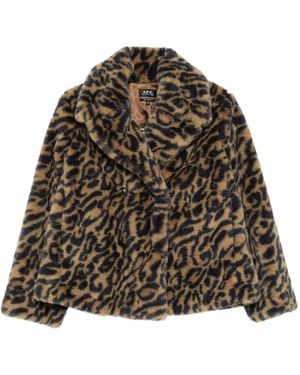 A.P.C. Leopard-Print Double-Breasted Jacket - Brown