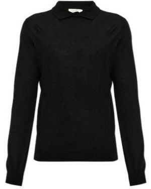 Lisa Yang Torin Knitted Polo Top - Black