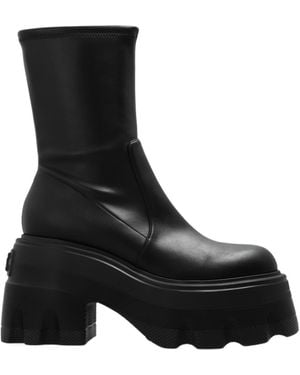 Casadei Round Toe Platform Boots - Black