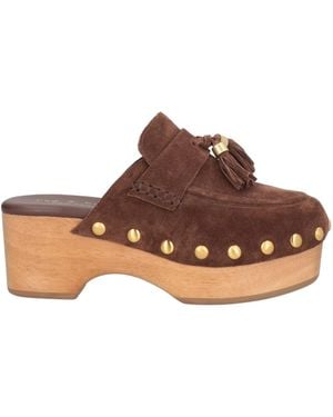 Rag & Bone Suede Platform Clogs - Brown