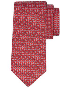 Ferragamo Link Print Silk Tie - Red
