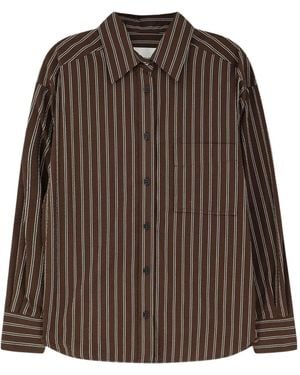 Closed Oversized Striped Shirt - Brown