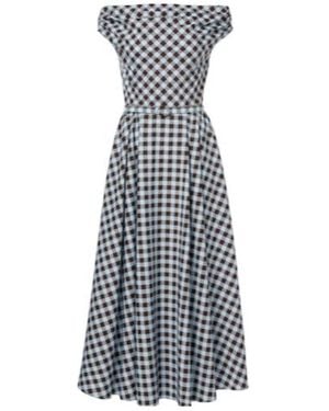 Oscar de la Renta Gingham Cotton-Blend Midi Dress - Blue