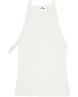 Courreges Halterneck Ribbed Tank Top - White
