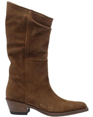 KHAITE Clive Mid-Heel Boots - Brown