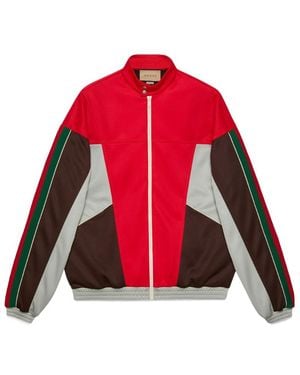 Gucci Web Striped Detail Zipped Sweatshirt - Red