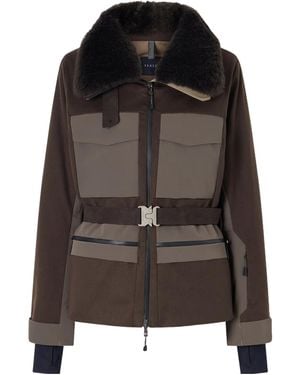 Sease Belted Plush And Twill-Trimmed Wool And Cashmere-Blend Felt Down Ski Jacket - Black