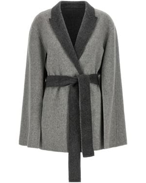 Alberta Ferretti Shawl-Style Wool Coat - Gray