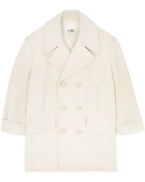 MM6 by Maison Margiela Double-Breasted Oversized Coat - Natural