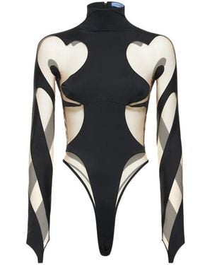 Mugler Tulle High-Neck Jumpsuit - Black