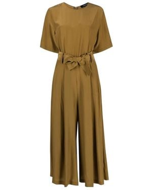 Fabiana Filippi Round-Collar Belted Jumpsuit - Metallic