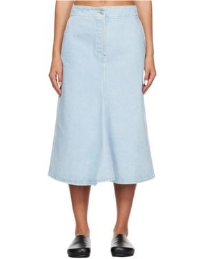 Studio Nicholson A-Line Denim Cotton Skirt - Blue