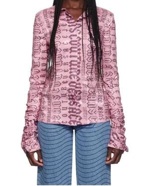 Versace Jeans Couture Lapel Long-Sleeved Shirt - Red