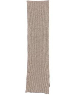 Brioni Ribbed-Knit Scarf - Natural