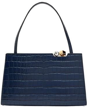 Jacquemus Crocodile-Pattern Leather Shoulder Bag - Blue