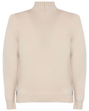 Fedeli Ribbed Turtle Neck Knitwear - Natural