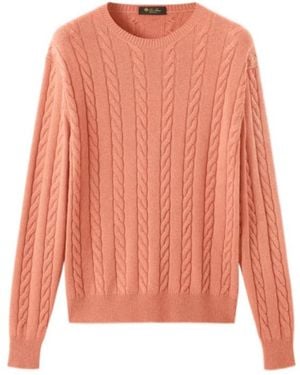 Loro Piana Cedar Cable-Knit Crew Jumper - Pink