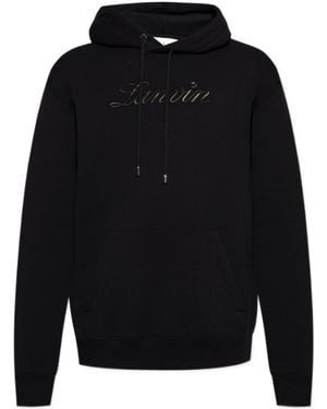 Lanvin Curb-Lace Drawstring Hoodie - Blue
