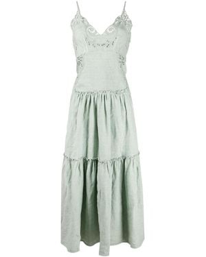 Alberta Ferretti Macramé Tiered Maxi Dress - Green
