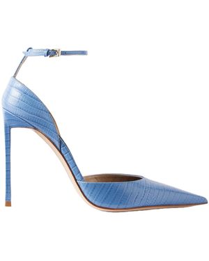 Tom Ford Snake-Effect Leather Court Shoes - Blue