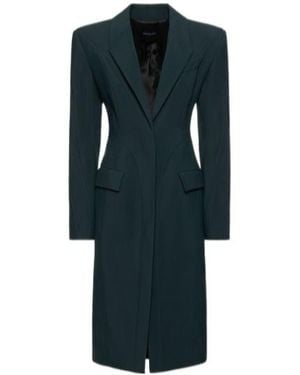 Mugler Long-Sleeved Mid-Length Coat - Blue