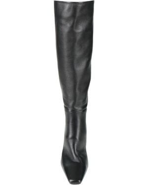 Saint Laurent Minimalist Square Toe Leather Boots - Black