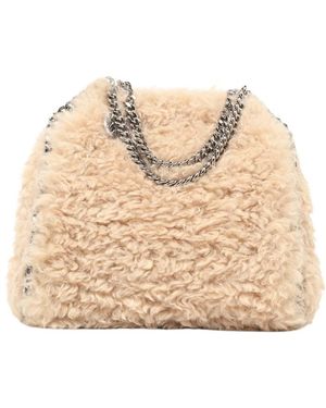 Stella McCartney Shearling Chain Linked Crossbody Bag - Natural